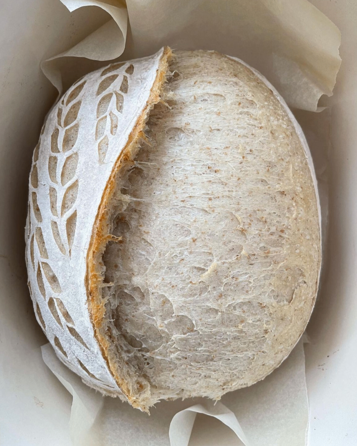 Beautiful sourdough bread made with Vitale starter - perfect crumb structure